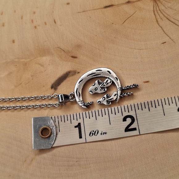Moon & Mushrooms Boho Silvery Pendant Necklace (new in package) - Picture 5 of 7
